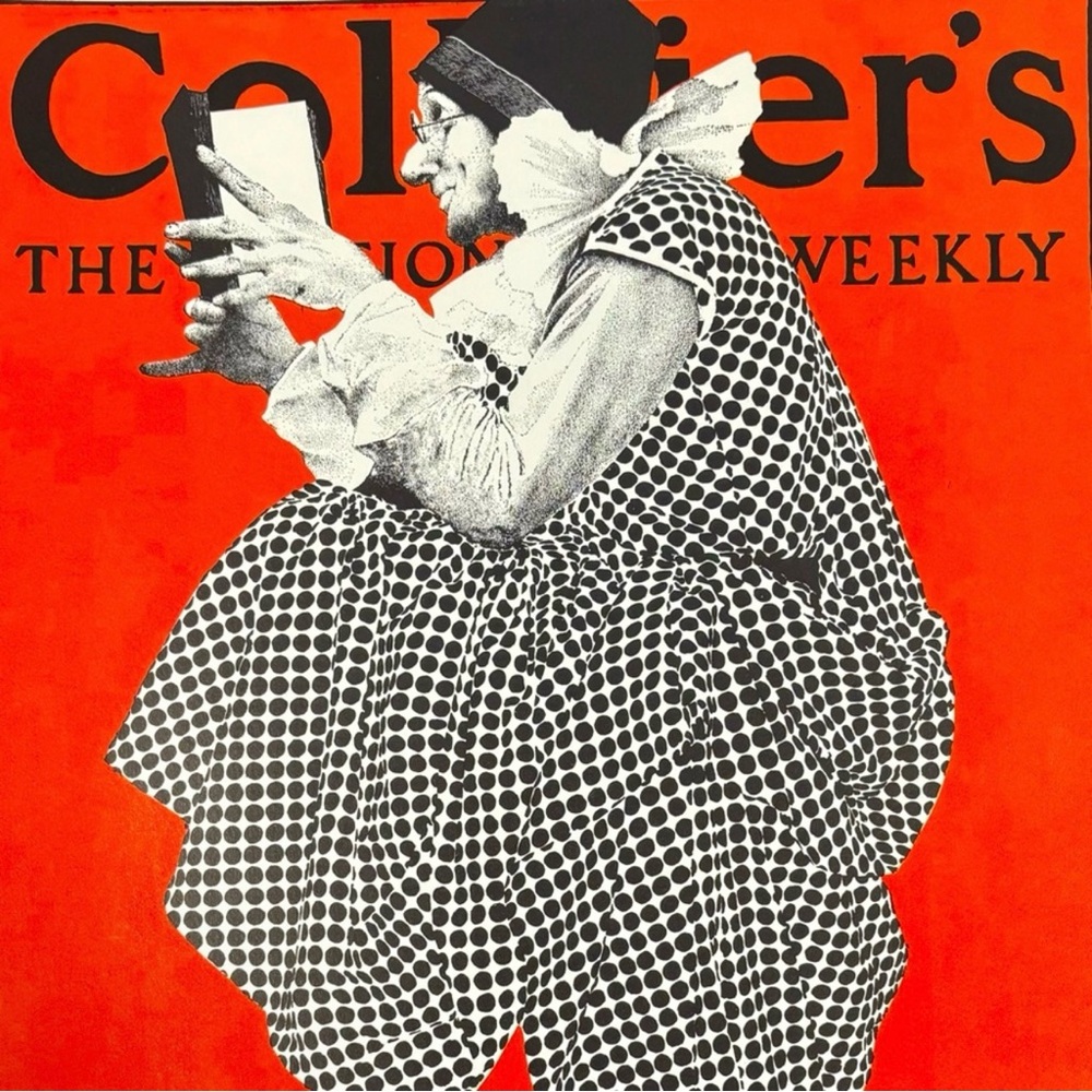 COLLIER’S THE BOOKLOVER Original Vintage Print Poster Maxfield Parrish Art Deco